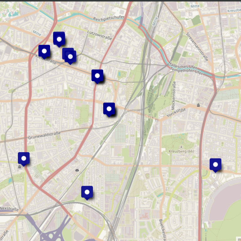 Karte der Queeren Initiativen in Tempelhof-Schöneberg