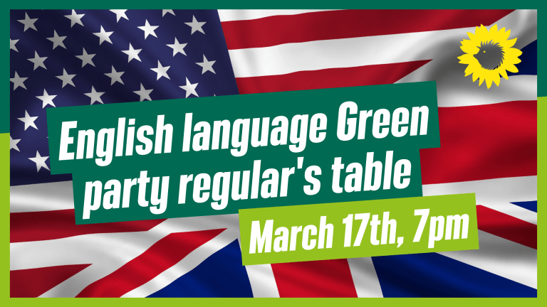 Green Party Regular’s Table in English Language / Englischer Stammtisch