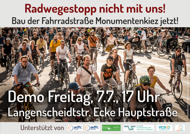 Kommt zur Fahrraddemo in Schöneberg!
