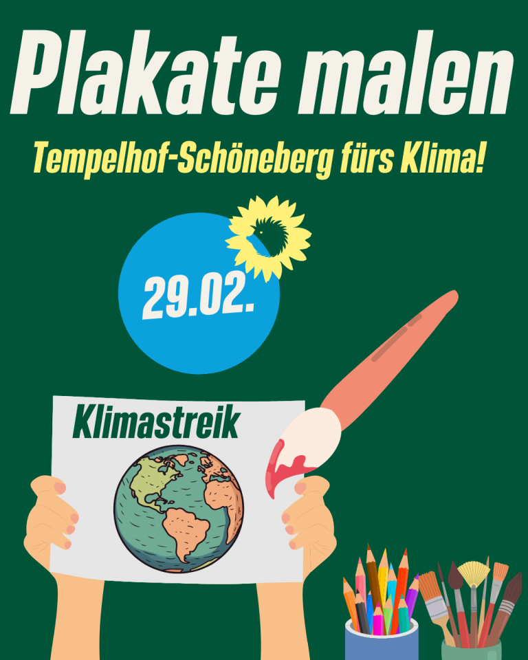 Gemeinsames Plakate malen für den bundesweiten Klimastreik