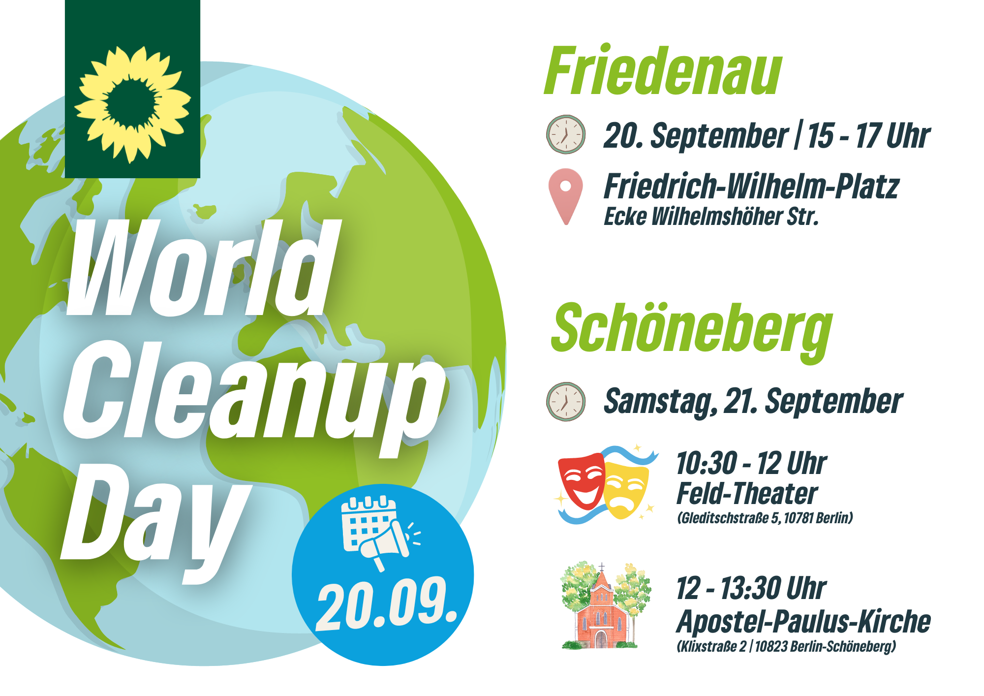 Bündnis 90/Die Grünen ist beim World Cleanup Day am 20. September 2024 dabei!